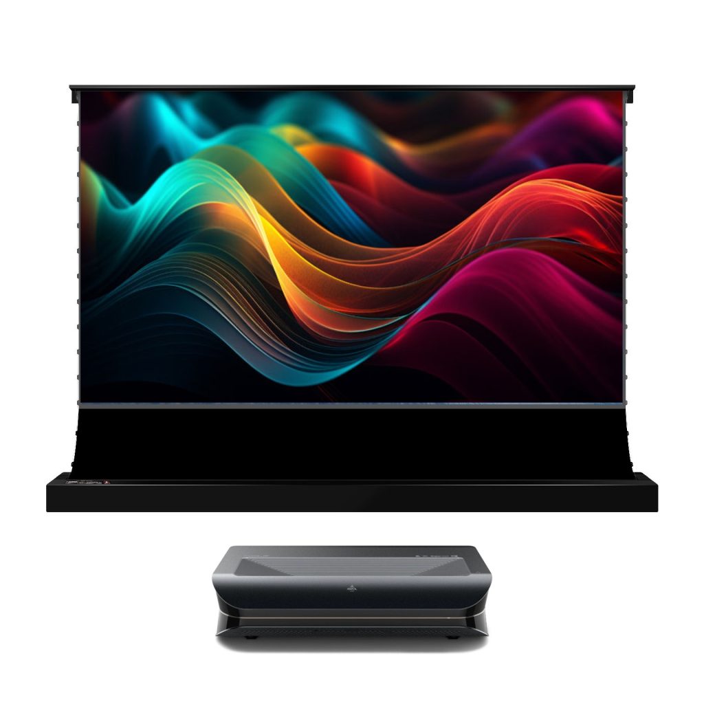 BUNDLE AWOL Vision LTV-3000 Pro 4K UST Projector with VIVIDSTORM S PRO motorised floor rising CLR/ALR projector screen